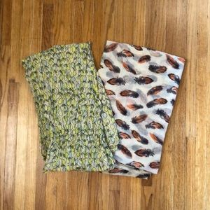 Lot of two lightweight print infinity scarves